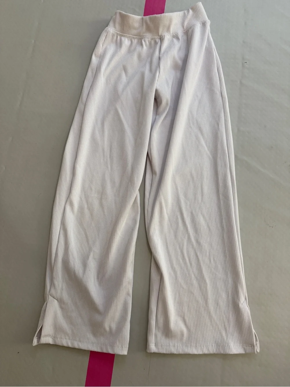 Tiger Friday Wide-Leg Ribbed Bottoms in White